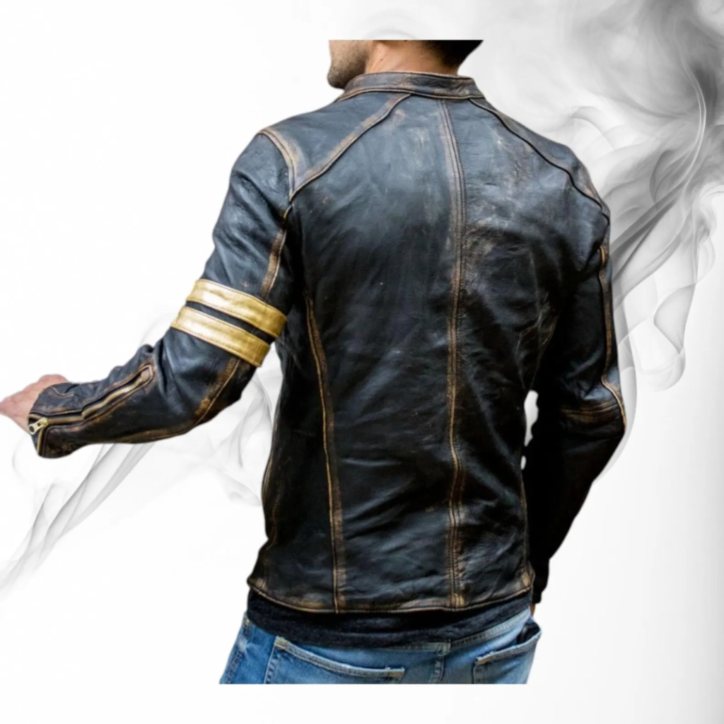 Unisex Black Fringed Cowhide Leather Biker Jacket