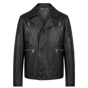 Handmade Unisex Black Lambskin Button-Front Riders Jacket
