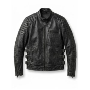 Men's Handmade Distressed Black Lambskin Vintage Biker Jacket