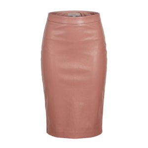 Women's Pink Lambskin Leather High-Waisted Pencil Midi Skirt